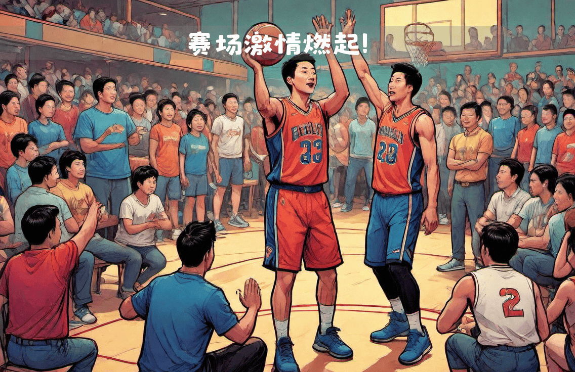 激烈对抗的篮球比赛，每位球员都在全力以赴